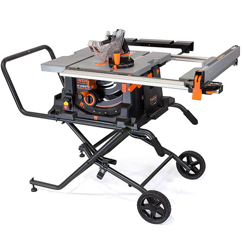 WEN 3720 15A 10 Inch Jobsite Table Saw with Rolling Stand